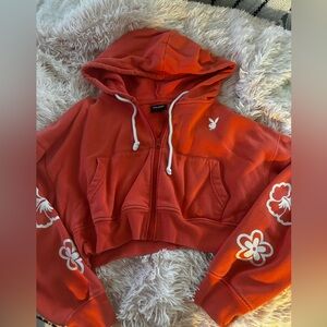 playboy by pacsun cropped zip up hoodie size medium